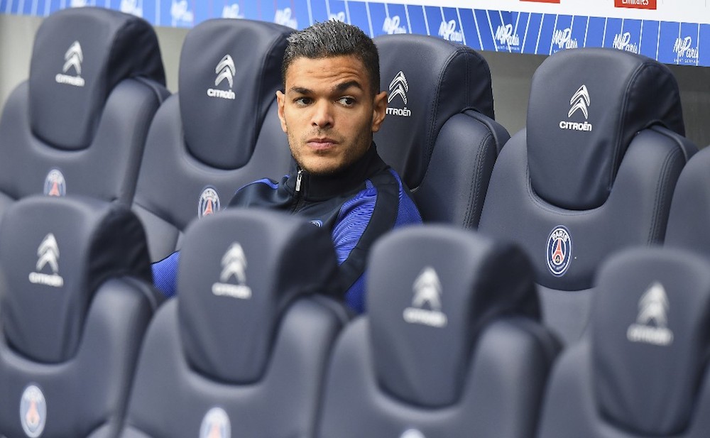 Paris Saint-Germainu00e2u20acu2122s Hatem Ben Arfa sits on the bench during the Ligue 1 match with Bordeaux at the Parc des Princes stadium in Paris October 1, 2016. u00e2u20acu201d AFP pic