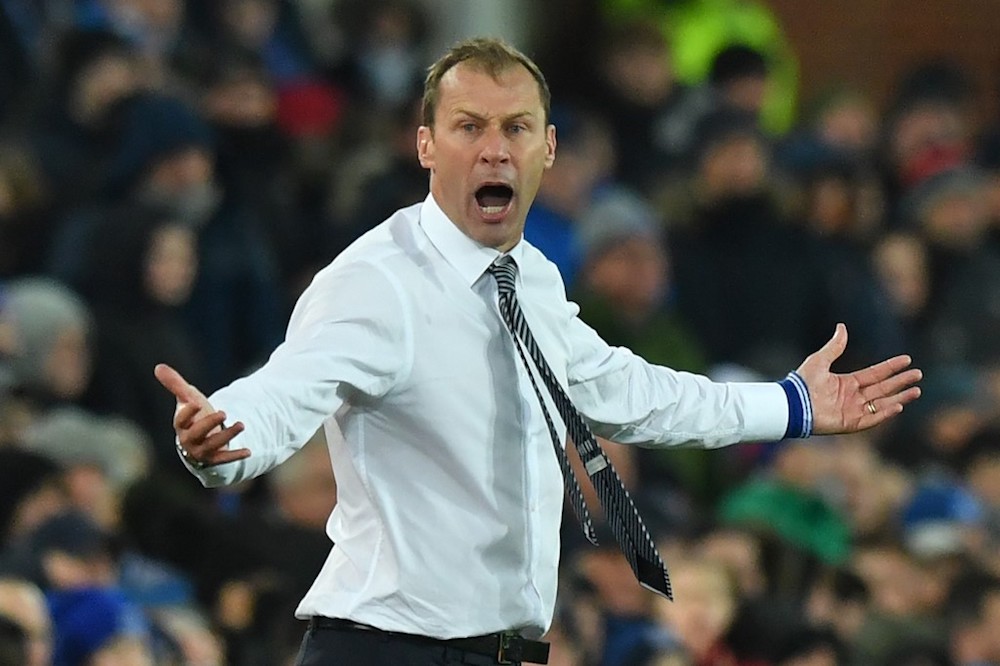 Evertonu00e2u20acu2122s caretaker manager Duncan Ferguson gestures on the touchline during the English League Cup quarter-final match with Leicester City at Goodison Park in Liverpool December 18, 2019. u00e2u20acu201d AFP pic