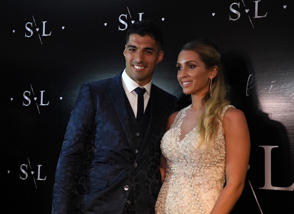 Luis Suarez and his wife Sofia Balbi pose during a party for the renewal of their marriage vows in La Barra, near Punta del Este, Uruguay, December 26, 2019. u00e2u20acu201d AFP pic