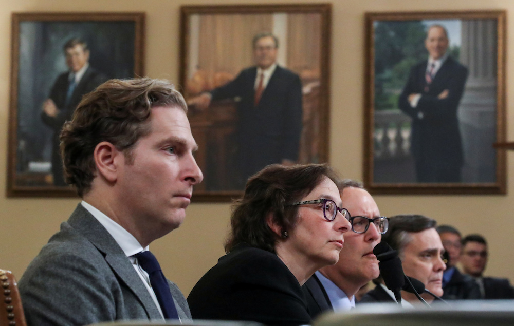 Constitutional scholars Noah Feldman, Pamela Karlan, Michael Gerhardt and Jonathan Turley testify during a House Judiciary Committee hearing on the impeachment Inquiry into US President Donald Trump in Washington December 4, 2019. u00e2u20acu201d Reuters pic 