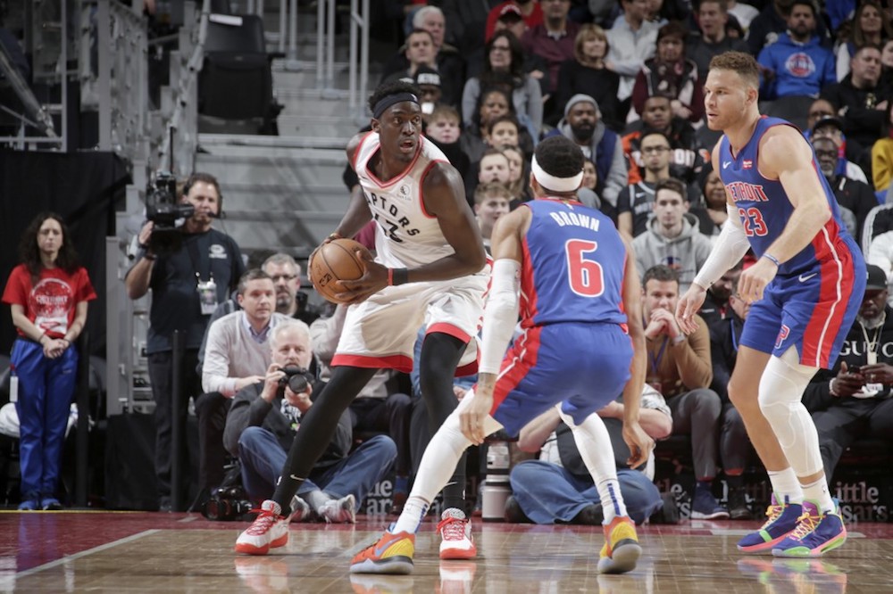 Pascal Siakam of the Toronto Raptors handles the ball against the Detroit Pistons at Little Caesars Arena in Detroit, Michigan December 18, 2019. u00e2u20acu201d AFP pic