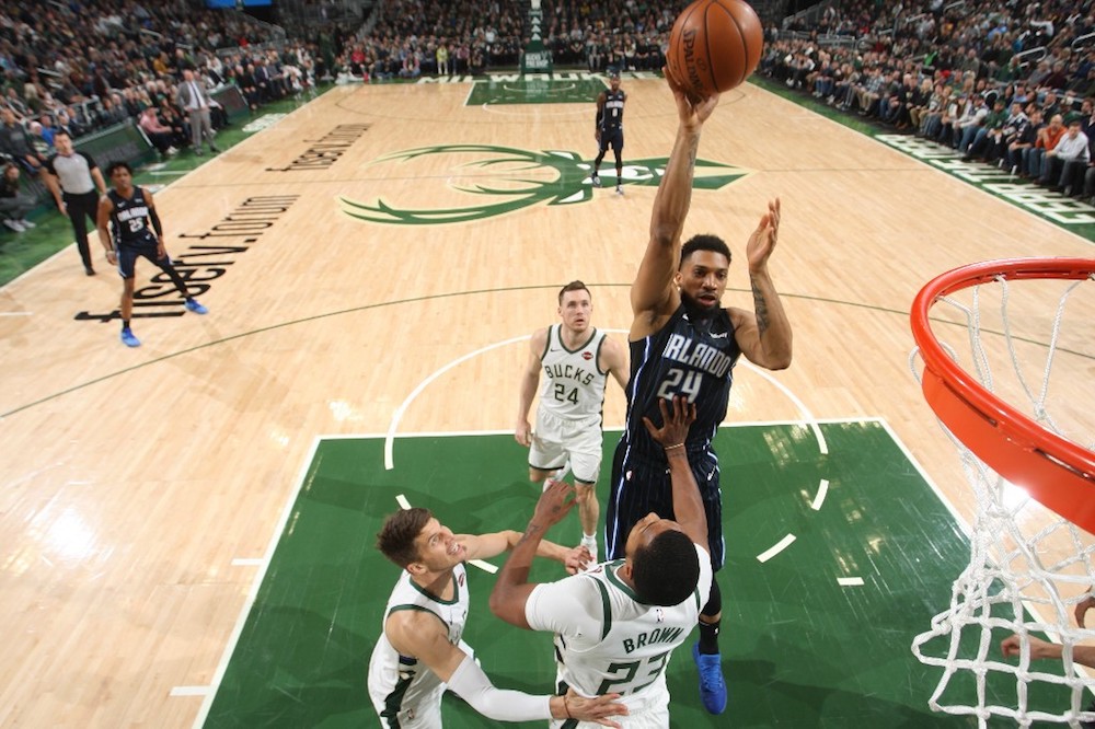 Khem Birch of the Orlando Magic shoots the ball against the Milwaukee Bucks at the Fiserv Forum Centre in Milwaukee, Wisconsin December 28, 2019. u00e2u20acu201d AFP pic
