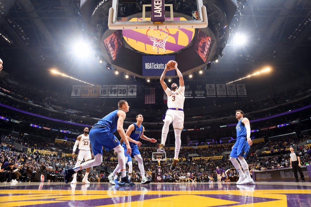 Anthony Davis of the Los Angeles Lakers drives to the basket during the game against the Dallas Mavericks at Staples Centre in Los Angeles December 29, 2019. u00e2u20acu201d AFP pic