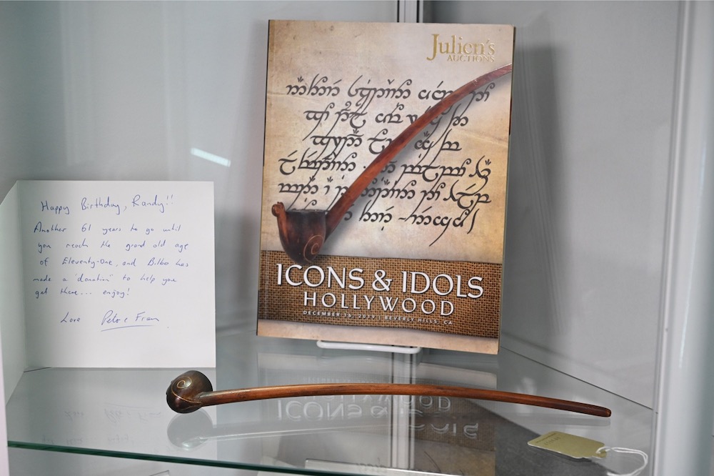 An original tobacco pipe used by actor Ian Holm as the hobbit Bilbo Baggins in the 2001 film ‘The Lord of the Rings: The Fellowship of the Ring’ is displayed at Julien's Auctions house on December 13, 2019. — AFP pic