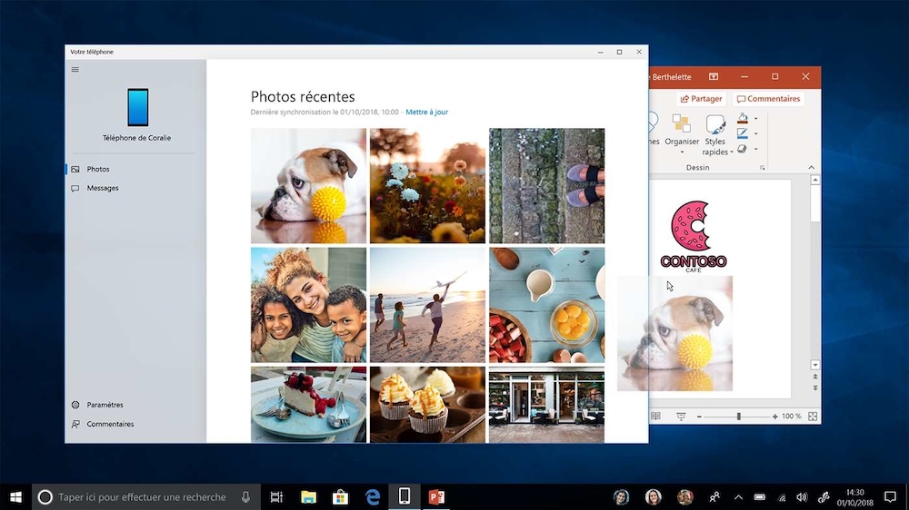 The new 'Your Phone' application allows you to view photos on your smartphone and to send text messages from your PC. u00e2u20acu201d Picture courtesy of Microsoft
