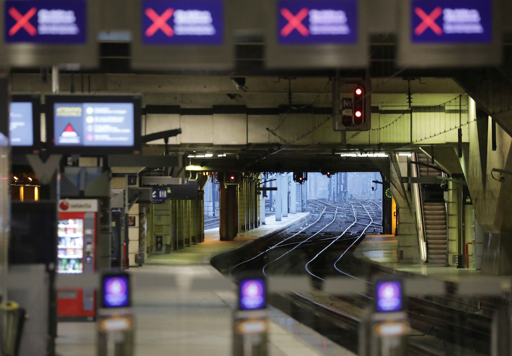 Empty platforms are pictured at Gare Montparnasse train station during a strike by all unions of French SNCF workers and the Paris transport network (RATP) in Paris, France December 15, 2019. u00e2u20acu201d Reuters pic