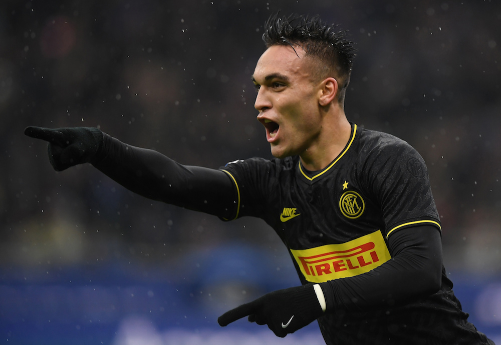 Inter Milanu00e2u20acu2122s Lautaro Martinez celebrates scoring their second goal during the Serie A match with SPAL at San Siro in Milan December 1, 2019. u00e2u20acu201d Reuters pic