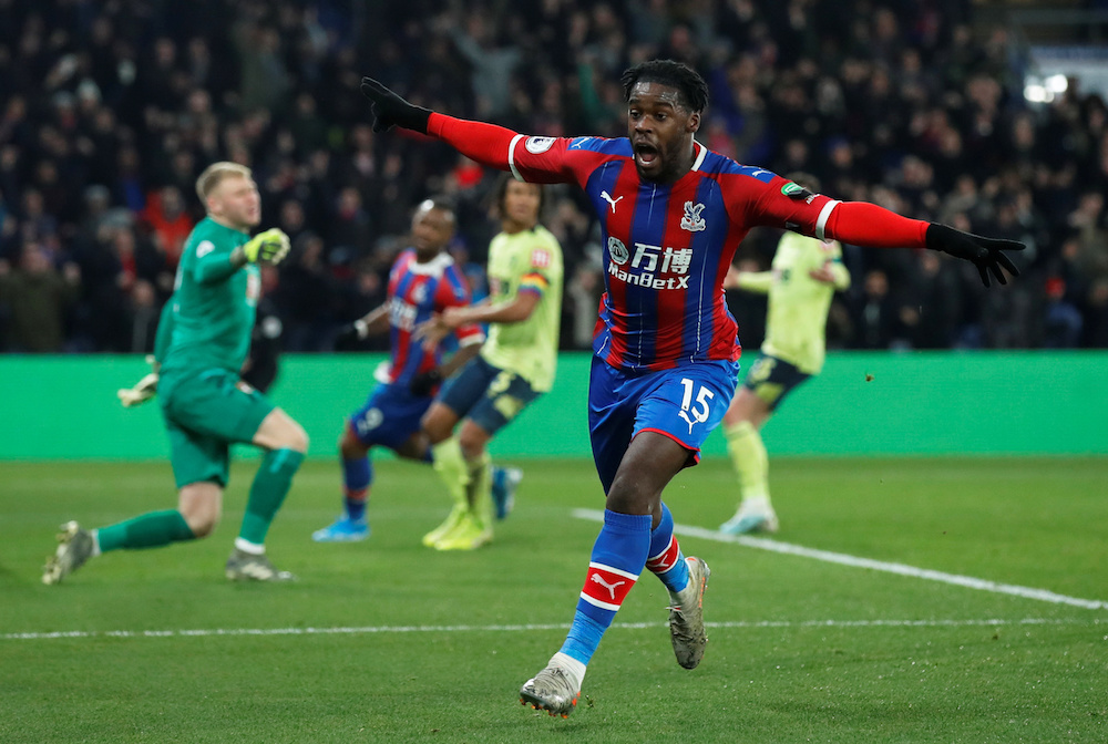 Crystal Palaceu00e2u20acu2122s Jeffrey Schlupp celebrates scoring their first goal during the Premier League match with Bournemouth at Selhurst Park in London December 3, 2019. u00e2u20acu201d Reuters pic