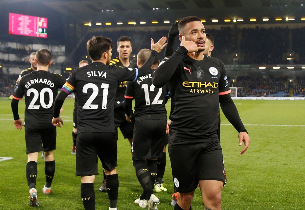 Manchester City's Gabriel Jesus celebrates scoring their second goal at Turf Moor in Burnley December 3, 2019. u00e2u20acu201d Action Images via Reuters