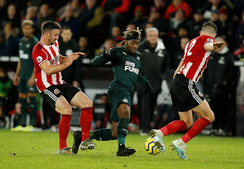 Newcastle United's Allan Saint-Maximin in action with Sheffield United's John Egan at the Bramall Lane in Sheffield December 5, 2019. u00e2u20acu201d Reuters pic