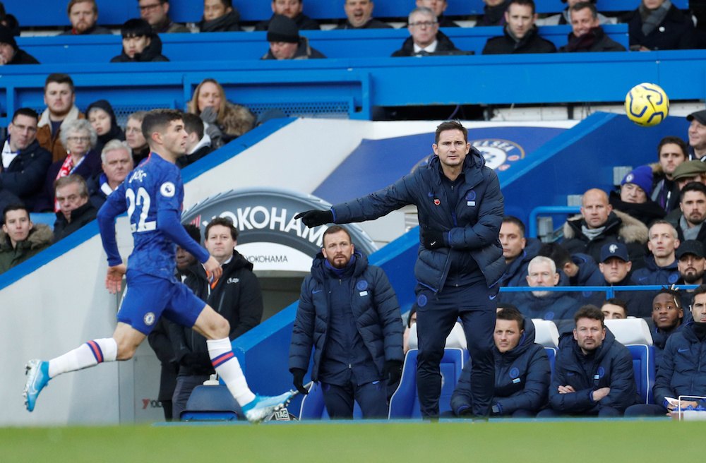 Chelsea manager Frank Lampard is seen during the Premier League match with Bournemouth at Stamford Bridge in London December 14, 2019. u00e2u20acu201d Action Images pic via Reuters