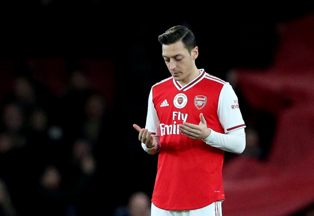 Arsenalu00e2u20acu2122s Mesut Ozil prays before the Premier League match with Manchester City at Emirates Stadium in London December 15, 2019. u00e2u20acu201d Reuters pic