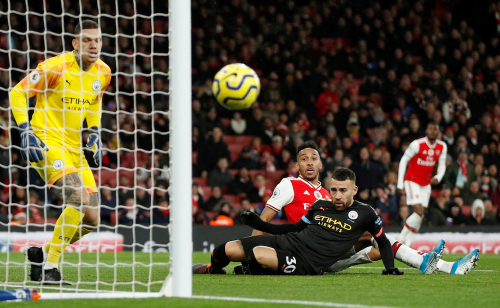 Arsenal’s Pierre-Emerick Aubameyang shoots wide during the Premier League with Manchester City at Emirates Stadium in London December 15, 2019. — Action Images pic via Reuters