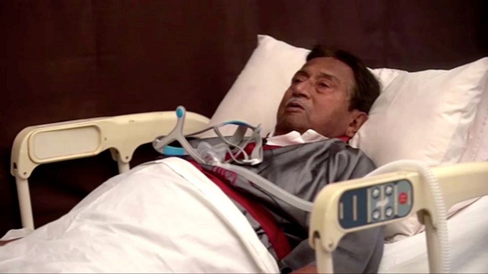 Pervez Musharraf, Pakistan's former president, speaks from a hospital bed in Dubai, United Arab Emirates December 18, 2019 in this still image taken from video. u00e2u20acu201d All Pakistan Muslim League (APML) Handout via Reuters 