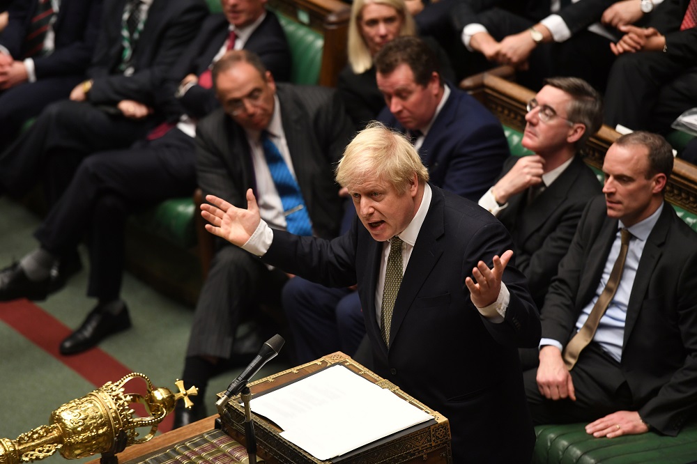 Britain's Prime Minister Boris Johnson speaks during the debate on the Queen's Speech in the House of Commons Chamber, in London December 19, 2019. u00e2u20acu201d Picture by UK Parliament/Jessica Taylor/Handout via Reuters