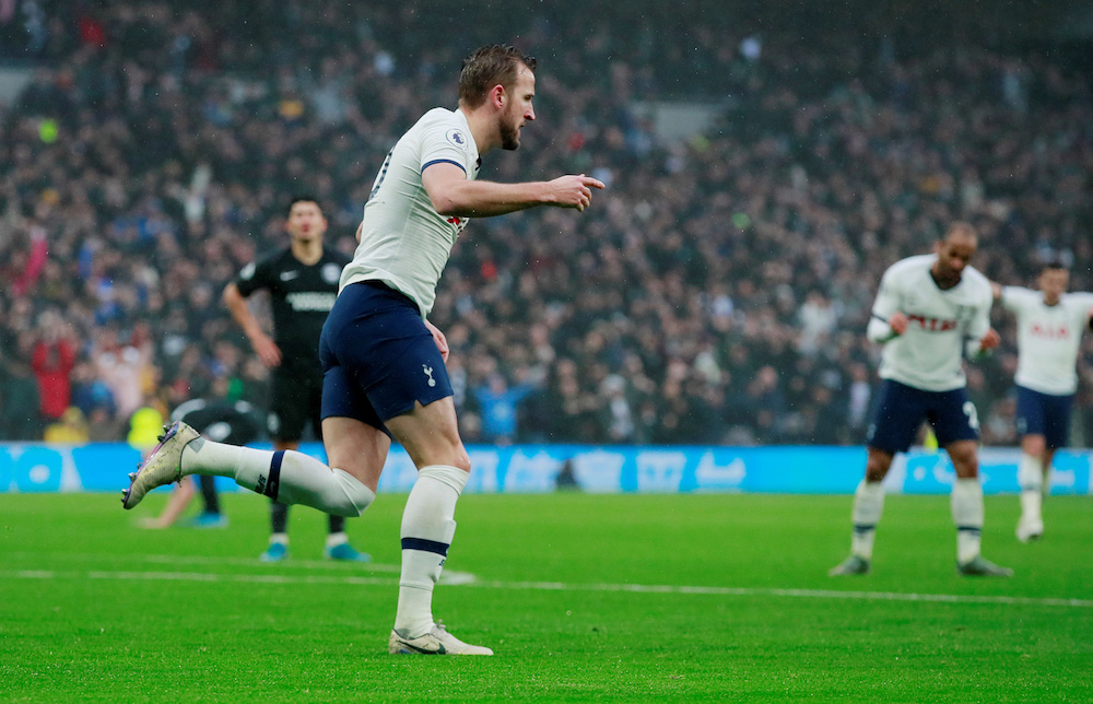 Tottenham Hotspur’s Harry Kane celebrates scoring their second goal during the Premier League match with Brighton and Hove Albion at Tottenham Hotspur Stadium in London December 26, 2019. — Action Images pic via Reuters
