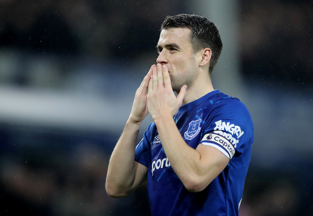 Evertonu00e2u20acu2122s Seamus Coleman celebrates after the Premier League match with Burnley at Goodison Park in Liverpool December 26, 2019. u00e2u20acu201d Action Images pic via Reuters