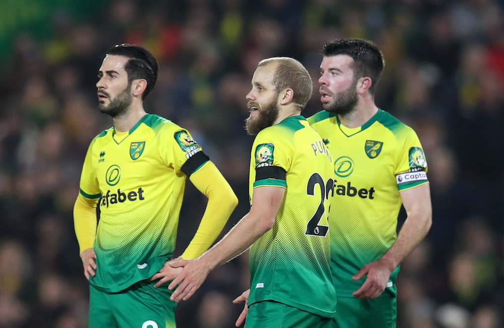 Norwich City’s Teemu Pukki and teammates react during the Premier League match with Tottenham Hotspur at Carrow Road in Norwich December 28, 2019. — Reuters pic