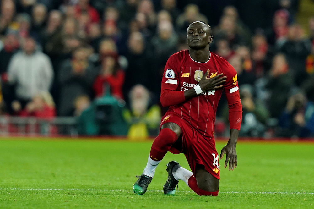 Liverpoolu00e2u20acu2122s Sadio Mane celebrates scoring their first goal during the Premier League match with Wolverhampton Wanderers at Anfield in Liverpool December 29, 2019. u00e2u20acu201d Reuters pic