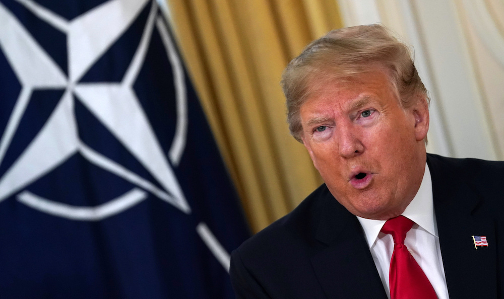 US President Donald Trump attends a meeting with NATO Secretary General Jens Stoltenberg (not pictured), ahead of the NATO summit in Watford December 3, 2019. u00e2u20acu201d Reuters pic