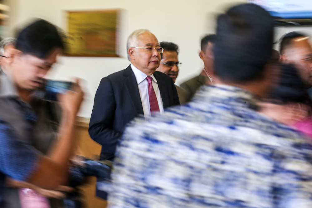 Former prime minister Datuk Seri Najib Razak is seen at the Kuala Lumpur High Court December 4, 2019. u00e2u20acu201d Picture by Firdaus Latif