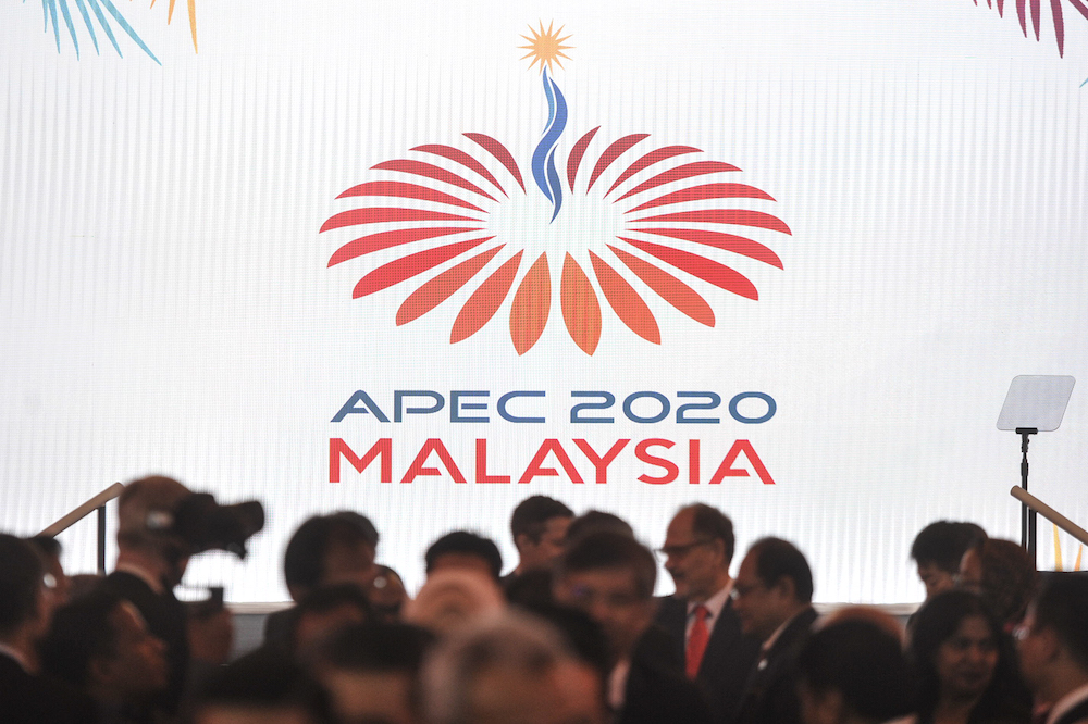 The Asia-Pacific Economic Cooperation (Apec) logo is seen in Cyberjaya December 4, 2019. u00e2u20acu201d Picture by Shafwan Zaidon