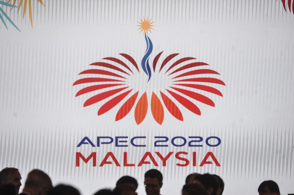 The Asia-Pacific Economic Cooperation (Apec) logo is seen in Cyberjaya December 4, 2019. u00e2u20acu201d Picture by Shafwan Zaidon