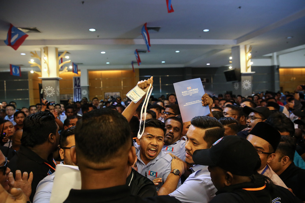 Chaos erupted at the opening ceremony of the PKR Youth National Congress opening at the Classic Ballroom at MITC in Melaka December 6, 2019. u00e2u20acu201d Picture by Yusof Mat Isa