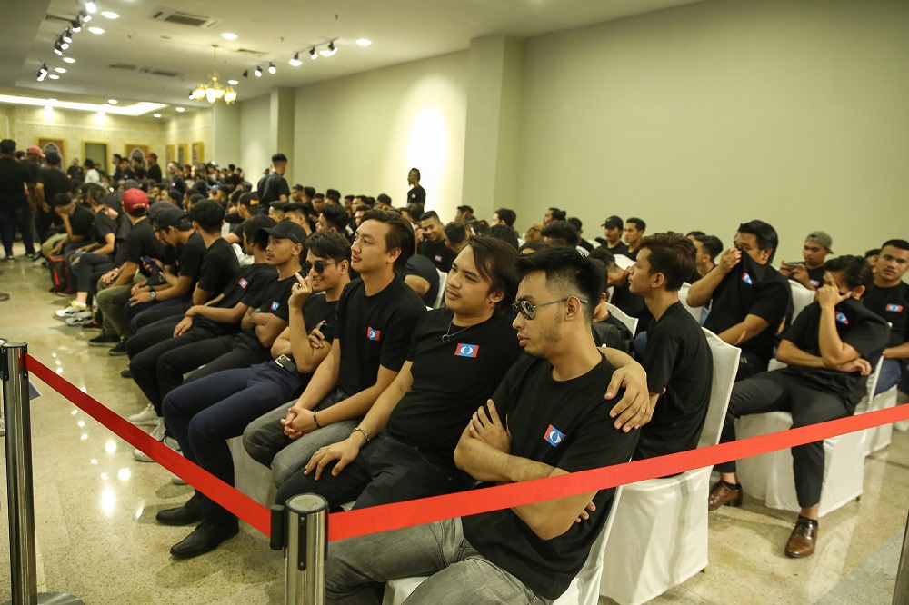 A group of youths dressed in all-black is seen at the PKR Youth National Congress in Melaka December 6, 2019. — Picture by Yusof Mat Isa