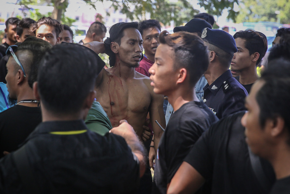 Chaos erupted at the opening ceremony of the PKR Youth National Congress opening at the Classic Ballroom at MITC in Melaka December 6, 2019. — Picture by Yusof Mat Isa