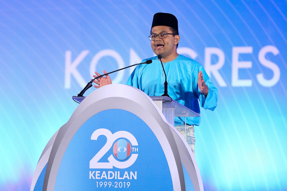 PKR Youth chief Akmal Nasrullah Mohd Nasir speaks during the 2019 PKR National Congress at MITC in Ayer Keroh, Melaka December 8, 2019. u00e2u20acu201d Picture by Yusof Mat Isa