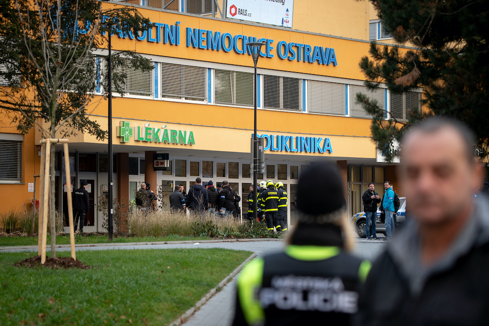 Police officers stand guard near the site of a shooting in front of a hospital in Ostrava, Czech Republic, December 10, 2019.u00e2u20acu201d Reuters pic