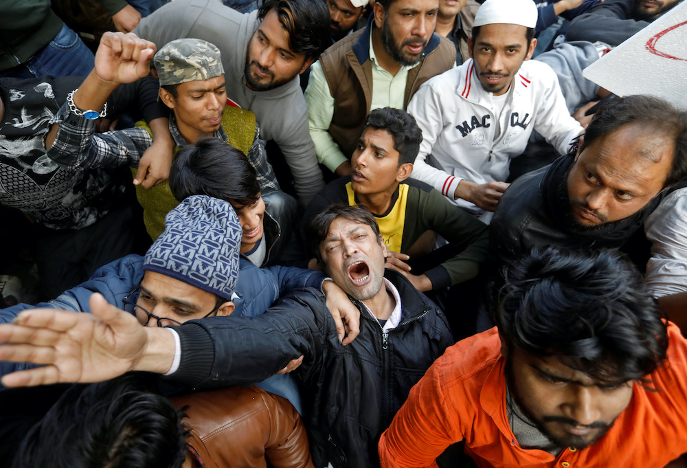 A demonstrator shouts slogans during a protest against a new citizenship law, in New Delhi December 15, 2019. u00e2u20acu201d Reuters pic