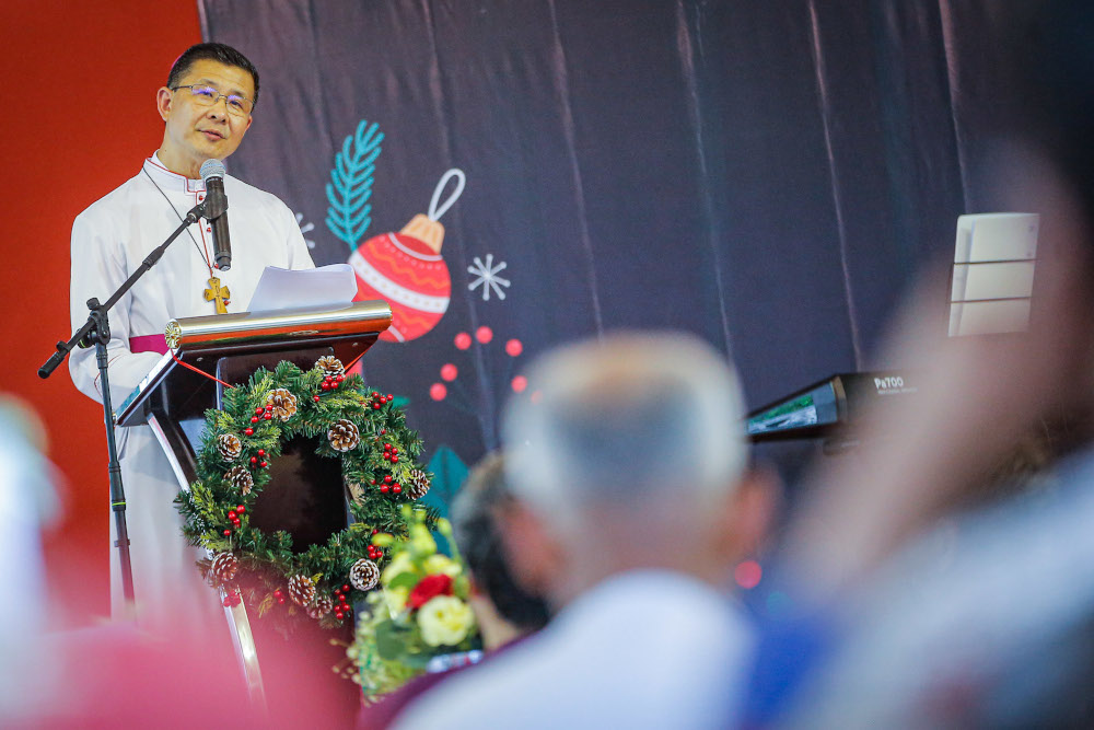 Archbishop of Kuala Lumpur Julian Leow Beng Kim gives his speech during the CFM Christmas High-Tea in Kuala Lumpur December 25, 2019. u00e2u20acu201d Picture by Hari Anggara