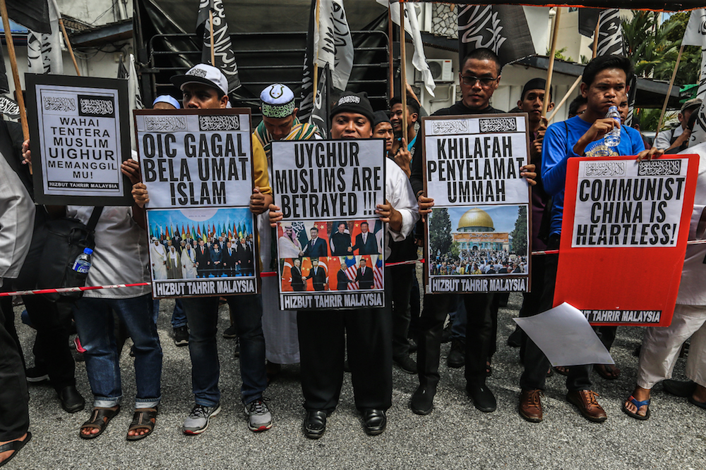 Protesters demonstrate in support of Chinau00e2u20acu2122s Uighur Muslims in Kuala Lumpur December 27, 2019. u00e2u20acu2022 Picture by Firdaus Latif