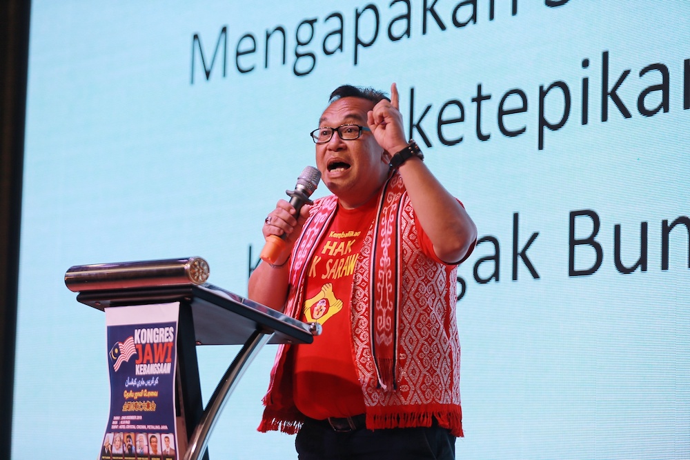Bobby anak Williams speaks during the National Jawi Congress in Petaling Jaya December 29, 2019. u00e2u20acu201d Picture by Ahmad Zamzahuri