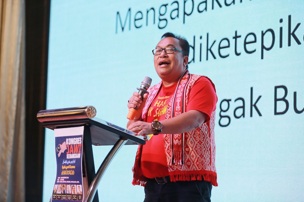 Bobby anak Williams speaks during the National Jawi Congress in Petaling Jaya December 29, 2019. u00e2u20acu201d Picture by Ahmad Zamzahuri