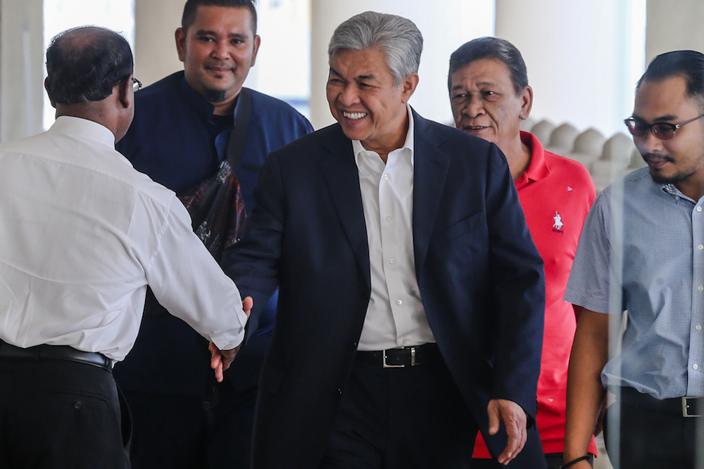 Datuk Seri Ahmad Zahid Hamidi is pictured at the Kuala Lumpur High Court December 3, 2019. — Picture by Firdaus Latif