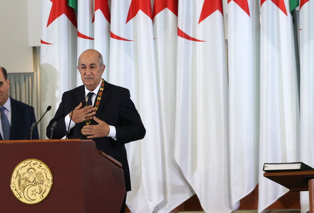 Newly-elected Algerian President Abdelmadjid Tebboune gestures during a swearing-in ceremony in Algiers, Algeria December 19, 2019. u00e2u20acu201d Reuters pic