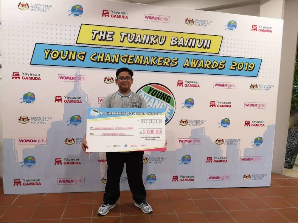 Ahmad Iszuddin Ahmad Izham, 13, recently won the Tuanku Bainun Young Changemakers Award 2019 (for the 13-15-years-old individual category) for his efforts at environmental and sea creature conservation. — Picture by Nor Azlina Ishak