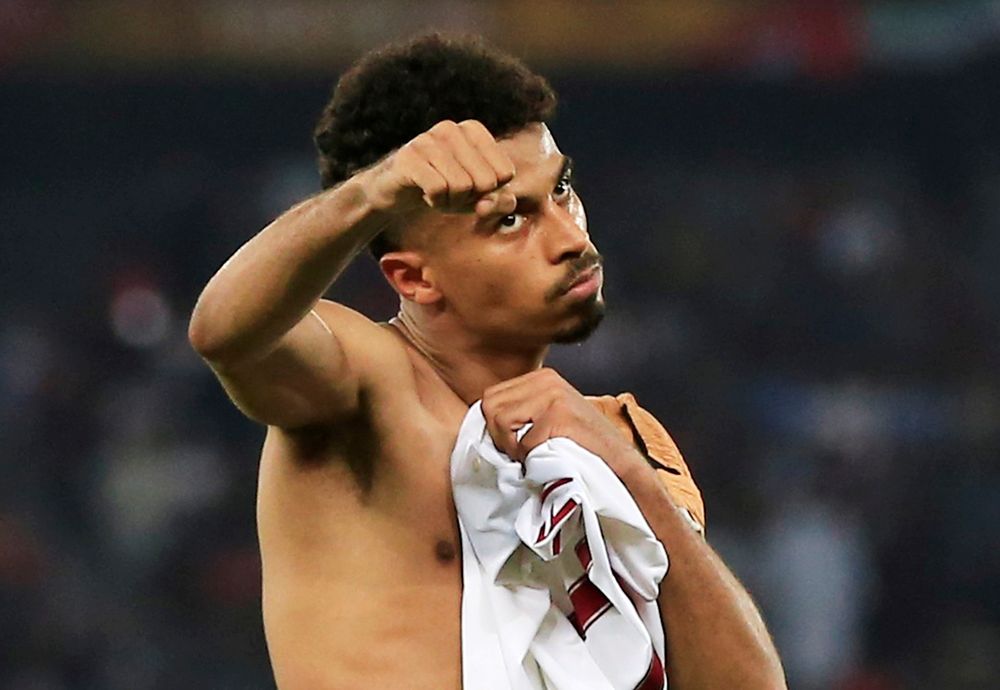 Qataru00e2u20acu2122s Akram Afif celebrates scoring their third goal against Japan during their AFC Asian Cup Final match in Zayed Sports City Stadium, Abu Dhabi, United Arab Emirates, February 1, 2019. u00e2u20acu201d Reuters pic