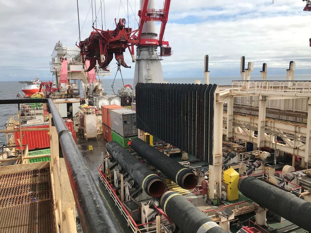 Allseasu00e2u20acu2122 deep sea pipe laying ship Solitaire lays pipes for Nord Stream 2 pipeline in the Baltic Sea September 13, 2019, September 13, 2019. u00e2u20acu201d Reuters pic