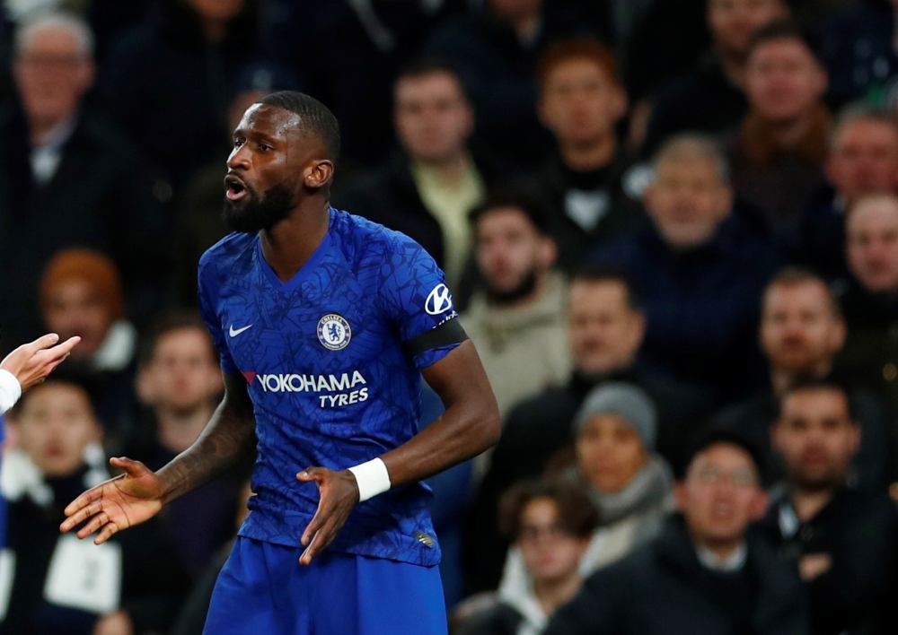 Chelsea's Antonio Rudiger reacts as Tottenham fans look on, December 23, 2019. u00e2u20acu2022 Reuters pic