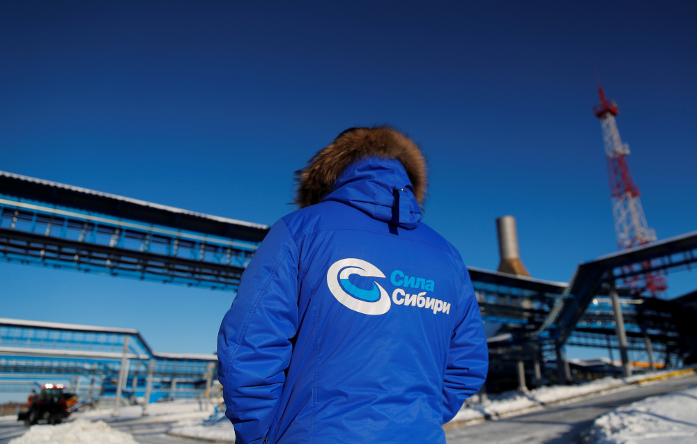 An employee in branded jacket is seen at the Atamanskaya compressor station, facility of Gazpromu00e2u20acu2122s Power Of Siberia gas pipeline outside the far eastern town of Svobodny, in Amur region, Russia November 29, 2019. u00e2u20acu201d Reuters pic 