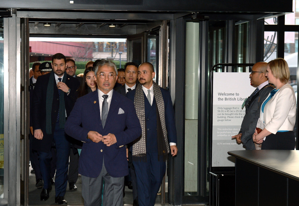 Yang di-Pertuan Agong Al-Sultan Abdullah Riu00e2u20acu2122ayatuddin Al-Mustafa Billah Shah visits the British Library in London December 11, 2019. u00e2u20acu201d Bernama pic