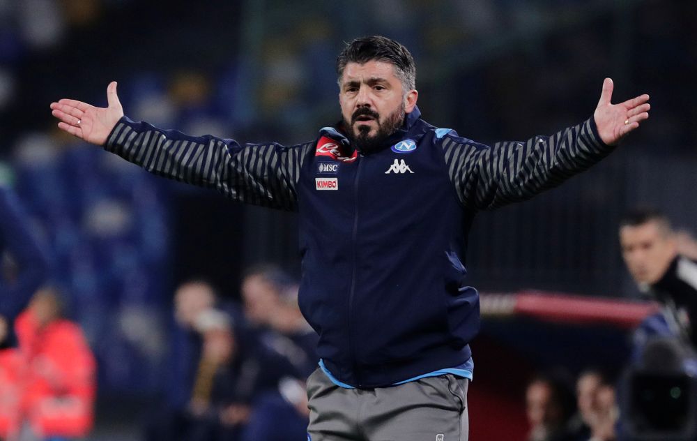 Napoli coach Gennaro Gattuso reacts during the Serie A match against Parma at Stadio San Paolo, Naples December 14, 2019. u00e2u20acu201d Reuters pic