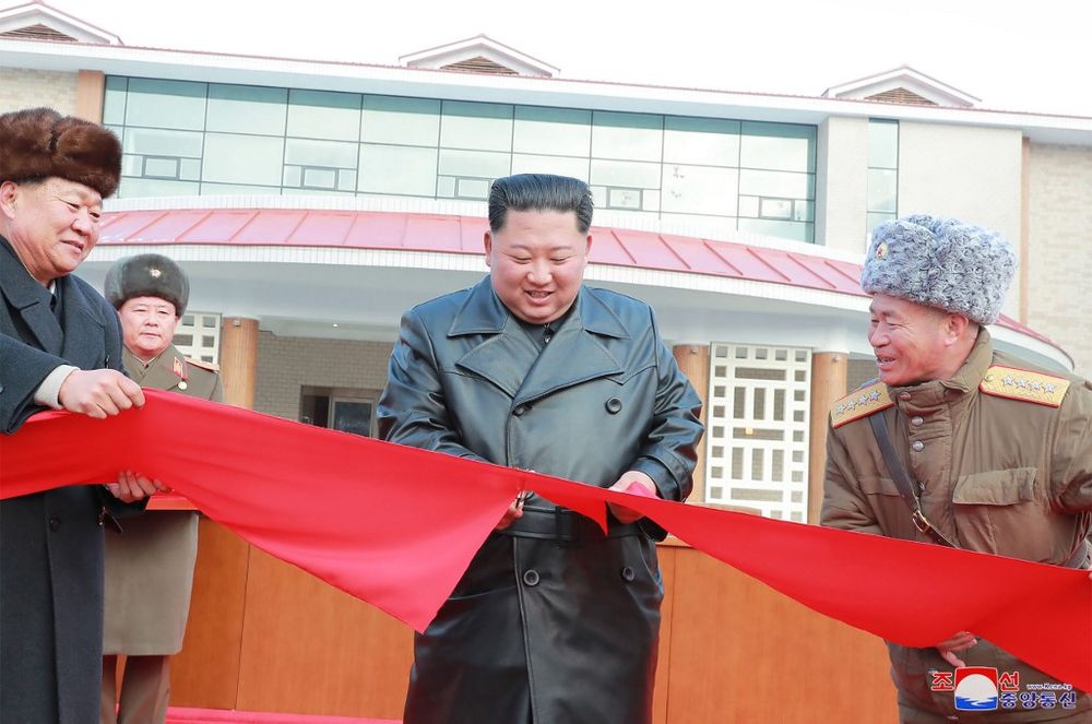 Kim Jong-un attending a ceremony for the completion of the Yangdok County Hot Spring Cultural Recreation Center in South Pyongan Province, North Korea on December 7, 2019. u00e2u20acu201d KCNA / KCNA via KNS / AFP pic