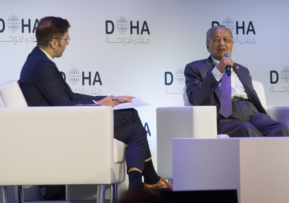 Prime Minister Tun Dr Mahathir Mohamad answering questions by Al-Jazeera Moderator Sami Zeidan at the Doha Forum in Qatar December 14, 2019. u00e2u20acu201d Bernama pic 