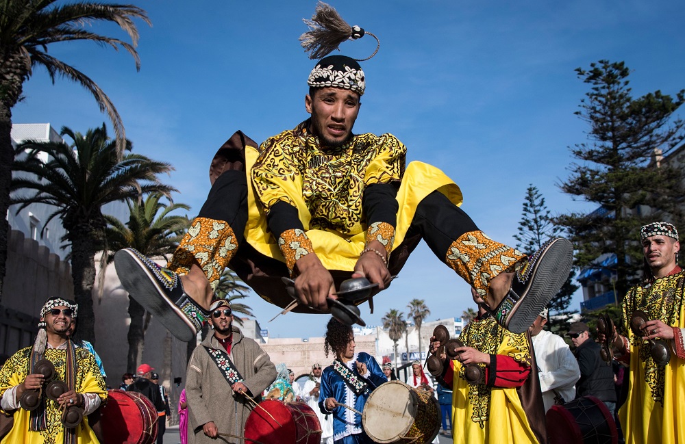 A Gnawa traditional group performs in the city of Essaouira on December 14, 2019, to celebrate the decision of adding the Gnawa culture to Unescou00e2u20acu2122s list of Intangible Cultural Heritage of Humanity. u00e2u20acu201d AFP pic 