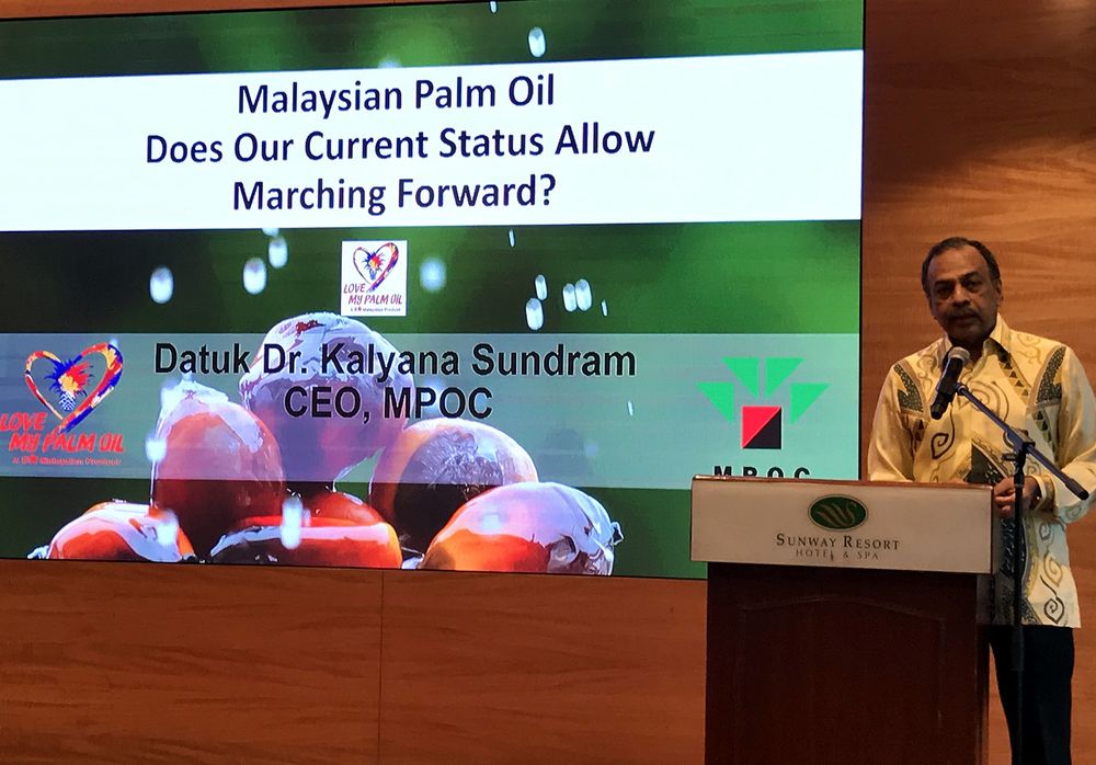 Malaysian Palm Oil Council (MPOC) chief executive officer Datuk Dr Kalyana Sundram delivering his keynote address at the Second Global Indian Millers Conference in Kuala Lumpur, December 21, 2019. u00e2u20acu201d Bernama pic